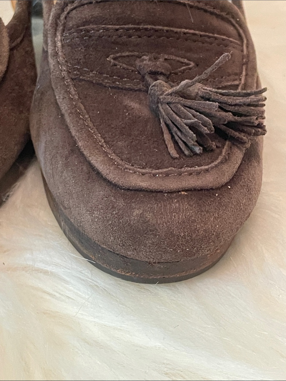 Naturalizer - Brown Suede Tassel Block Heel Pumps -7 - Picture 7 of 8